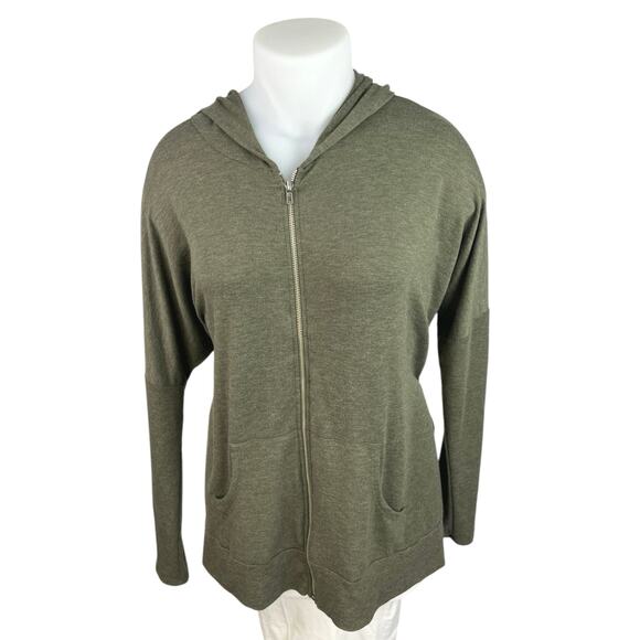 Freeloader Green Long Sleeve Full Zip Hoodie Hooded Sweatshirt Sweater Top Sz L - Picture 1 of 4